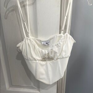 White Ruched Bustier Top